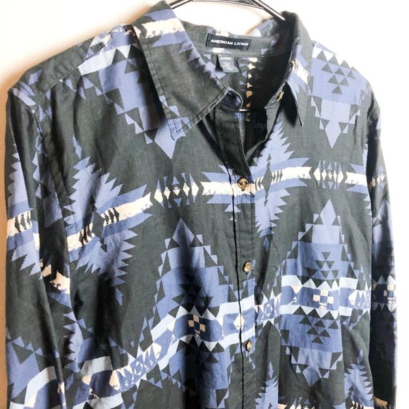 American Living Aztec Western Print Button Down - Picture 2 of 6